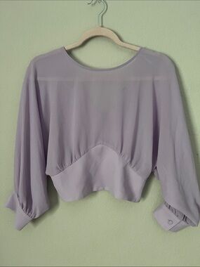 Zara Lilac Balloon Sleeve Cropped Top